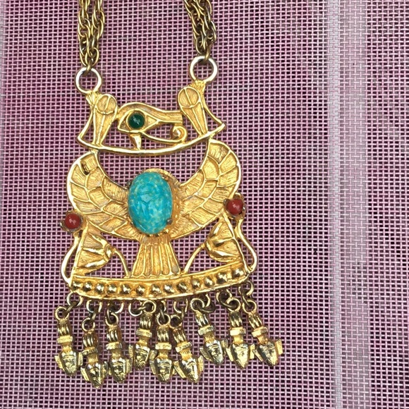 COPY - Vintage Eye of Horus large necklace goldtone - Picture 7 of 11